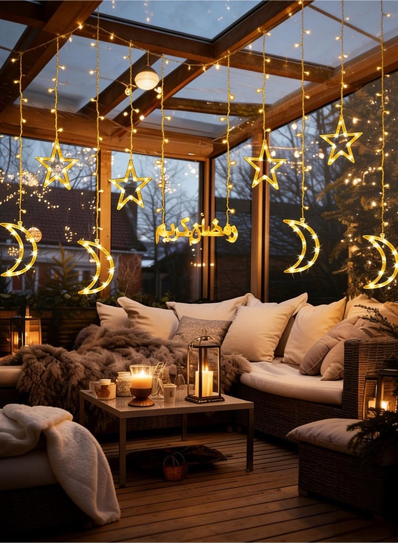 توبيتش 8 أوضاع إضاءة زينة رمضان، أضواء نجوم وقمر خيالية، أضواء رمضان وأضواء ليلية  للمنزل والخارج - Image 5